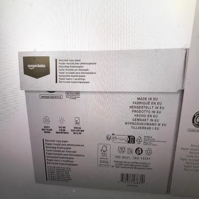 Produktbild von Amazon Basics Druckerpapier Bürobedarf A4 80 Gramm Recyclingpapier umweltfreundlich nachhaltig