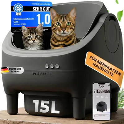 Productafbeelding van Zelfreinigende kattenbak - XXL kattentoilet met afvalbak van 15 liter - automatisch - met app