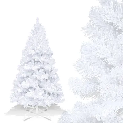 Produktbild von Jopassy 150 cm Tannenbaum weihnachtsbaum mit Metall Christbaum Ständer Einfache Montage für Hochzeit, Weihnachten, Schlafzimmer Weihnachts,Weiß