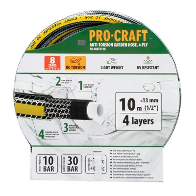 Obrázek produktu pro Černo-žlutá zahradní hadice Procraft PR-4KAT1310
