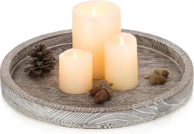 Image de Plateau en bois Rond 30cm Déco Style Rustique Table basse Salon 1 Rond