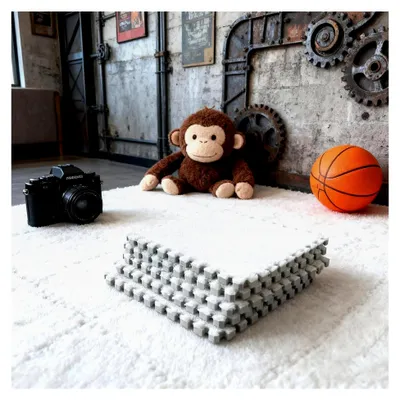 Produktbild von Puzzlematte Boden - 12 Stück 30 x 30 cm Plüsch-Schaumstoffmatte, Puzzle-Spielmatte für Schlafzimmer und Spiel (Weiß)
