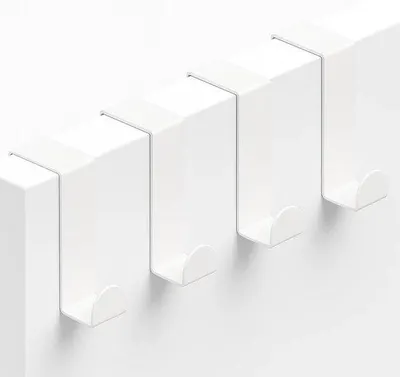 Produktbild von Unyqoos® 4er-Set weiße Türhaken – multifunktionale Aufhängehaken 6×4×2 cm für Türen, Schränke und Wände, Kleidung & Taschen