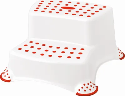 Produktbild von Kinder Hocker zweistufig  weiß / rot Trittschemel Tritthocker