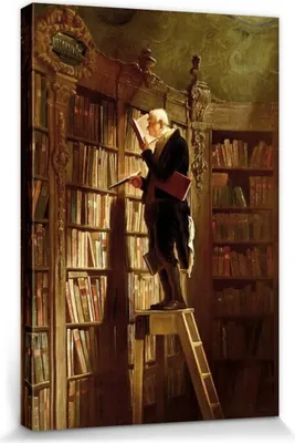 Zdjęcie produktu dla Carl Spitzweg Pictures Canvas Stretched Canvas | XXL-Wall Picture Poster Art Print As Canvas Picture - The Bookworm, 1850 (120 x 80 cm)