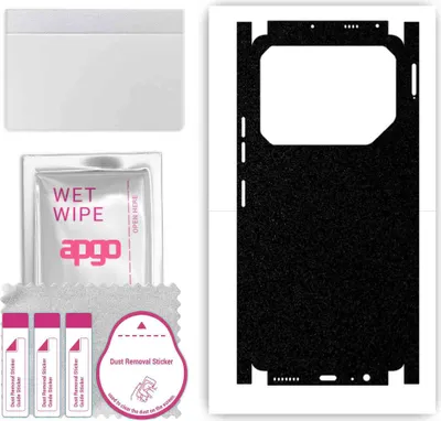 Produktbild von apgo Rückseite + Seiten Schutzfolie, Skin, kompatibel mit Tecno Pova 6 Pro, Hinten Displayschutzfolie aus Vinylfolie, kratzfest, einfache Montage - Mattschwarz