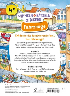 Produktbild von Wimmeln, Rätseln, Stickern: Fahrzeuge