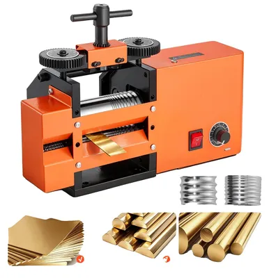 Immagine prodotto di Macchina per laminazione gioielli VEVOR, elettrica, 60 mm, 3-in-1: adatta per laminare metalli piatti, quadrati e rotondi. Strumento per la creazione di gioielli fai-da-te, con spessore regolabile da 0,03 a 7 mm, ideale per la laminazione di metalli duttili come oro, argento e rame