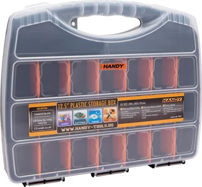 Produktbild von Aufbewahrungsbox mit Fächern - Kunststoff-Organizer 32 x 26 cm - Transparente Sortierbox für Schrauben, Teile & Hobby [10964].