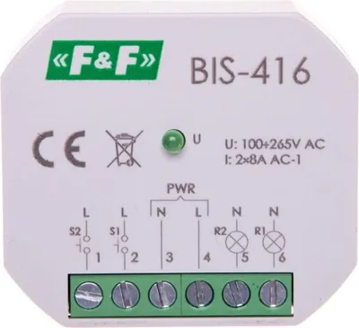 Produktbild von Zweikanaliges Stromstoßrelais 8A 2Z 230V AC BIS-416