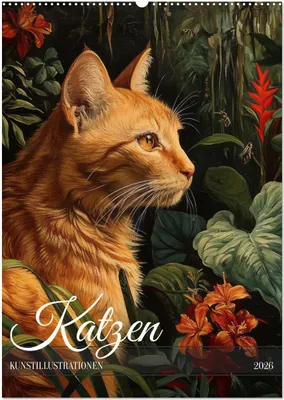 Produktbild von Katzen Kunstillustrationen (Wandkalender 2026 DIN A2 hoch), CALVENDO Monatskalender