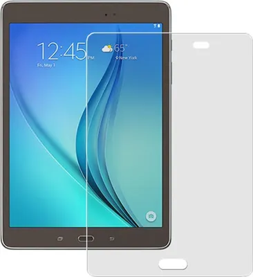 A screen protector is shown next to a tablet.