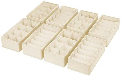 Image de Lot de 8 rangements beiges pour penderie, 30 x 15 x 9 cm, pour vêtements et vêtements d'enfants