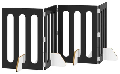 Image de vidaXL Barrière pliable pour animaux de compagnie, 4 pièces, chêne noir, 201 x 38 x 70 cm
