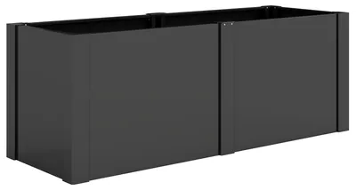 Produktbild von Hochbeet aus galvanisiertem Stahl, 150 x 53 x 55 cm, Outdoor-Pflanzkasten mit Trennwand, Schwarz