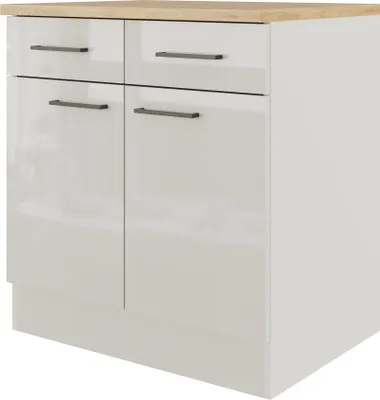 Produktbild von Küchenunterschrank - 80cm Schublade und Drehtür LUND | Lichtgrau | 80 x 60 x 85 cm (BxTxH)