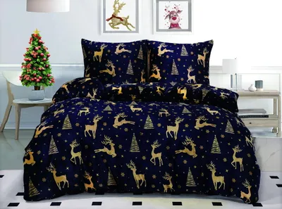 Produktbild von Bettwäsche 135x200 Rentiere Winter Warme Bettbezug-Set mit Kissenbezug 2teilig mit Reißveschluss Kuschelige Plüsch Fleece Kuschelbettwäsche