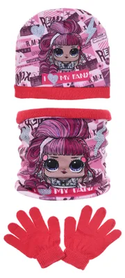 Produktbild von L.O.L. Surprise! Kinder Mädchen Winter-Set 3-tlg. Mütze, Schal und Handschuhe  , Größe:52