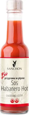 PRZYPRAWA WEGAŃSKA W PŁYNIE HABANERO HOT BEZGLUTENOWA BIO 140 ml - SANCHON