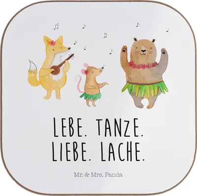 Produktbild von Mr. & Mrs. Panda Untersetzer für Gläser Waldtiere Aloha - Weiß - Geschenk, Tischschoner, Igel, Bär, Getränkeuntersetzer, Lustige Sprüche, gläseruntersetzer, Coaster, Wald