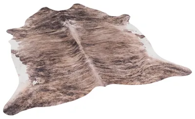 Produktbild von Teppich Kunstfaser Tierfell Rinderfell Optik , Größe:125x160 cm, Farbe:Braun Beige
