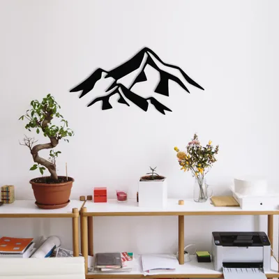 Produktbild von Wallity, Mountain 1 Metal Wall Decor, Wanddeko, Schwarz, Metall, 80 x 40 cm