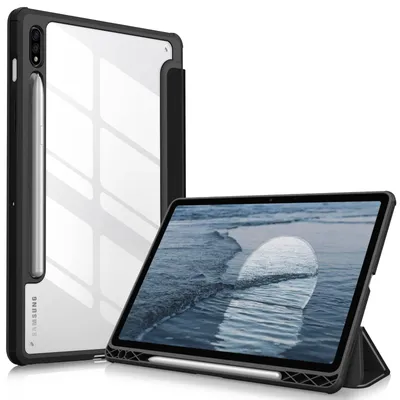 Produktbild von Fintie Hybrid Hülle für Samsung Galaxy Tab S8 11 Zoll 2022 /S7 11 Zoll 2020 - Stoßfeste Abdeckung mit Transparent Klar Hartschalen Rückseite Schutzhülle, Schwarz