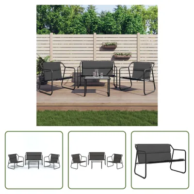 Produktbild von The Living Store 4-tlg. Garten-Lounge-Set mit Kissen Anthrazit Stahl