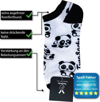 Produktbild von TwoSocks lustige Sneaker Socken -  Panda Socken Damen & Herren witzige Füßlinge als Geschenk Baumwolle Einheitsgröße