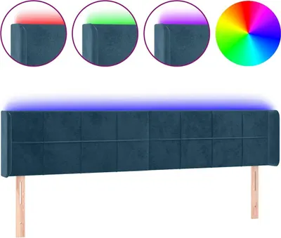 Produktbild von vidaXL LED Kopfteil Dunkelblau 163x16x78/88 cm Samt