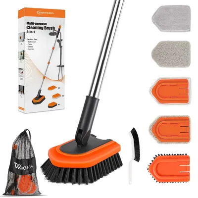 Imagen del producto de Omgoods: Cepillo de limpieza para baño 3 en 1 con mango largo