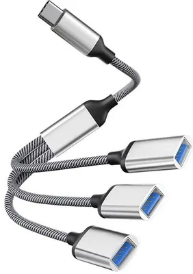 Zdjęcie produktu dla Hub USB-C z 3 portami USB typu żeńskiego, przenośny, złącze USB-C, ładowarka wieloportowa, adapter OTG, adapter wielofunkcyjny.