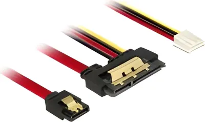 Zdjęcie produktu dla DeLOCK 85234, 0,3 m, SATA III, SATA 7-pin + Molex (4-pin), SATA 22-pin, Żeńska/Żeńska, Czarny
