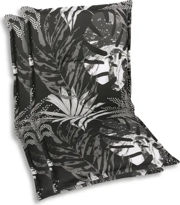 Produktbild von GO-DE Textil, Sesselauflage Niederlehner, 2er Set, Farbe: schwarz, Maße: 100 cm x 50 cm x 7 cm, Rueckenhoehe: 52 cm
