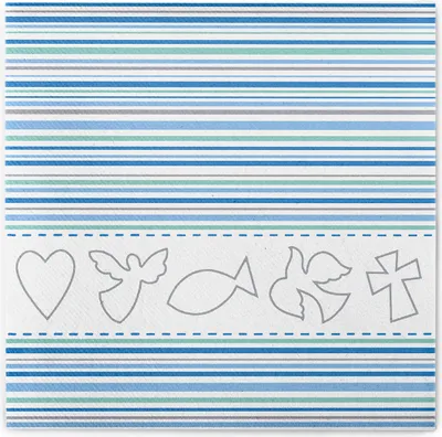 Produktbild von Sovie HOME Serviette Kommunion/Konfirmation in Weiß-Blau aus Linclass® Airlaid 40 x 40 cm, 12 Stück