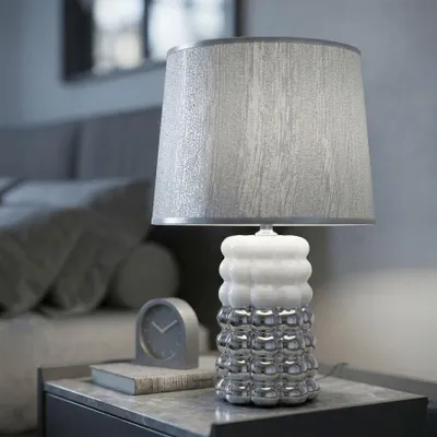 Obrázek produktu pro Stolní lampa z keramiky, bílá a stříbrná ø 23x33 cm