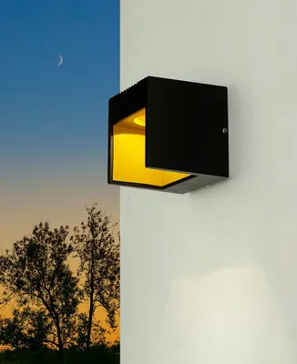 Produktbild von LED Außenleuchte IP44 klein B: 9 cm eckig in Schwarz Gold Wandlampe Eingang Haus