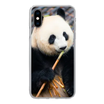 Produktbild von MuchoWow® Handyhülle Schutzhülle Hülle für iPhone X Großer Panda - Bambus - Blätter Silikon Softcase Handy Hülle - Handyhülle