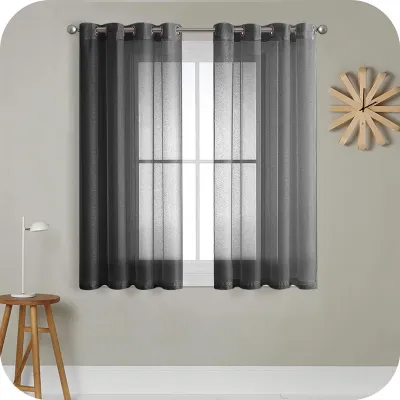 Imagen del producto de Juego de 2 cortinas de voile - Semitransparentes y de diseño moderno, 160 x 140 cm