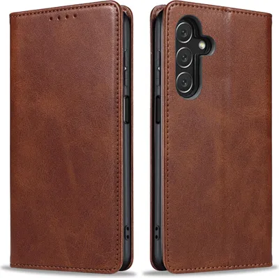 Produktbild von Handyhülle für Samsung Galaxy A25 5G Kunstleder Flip Cover Hülle Handytasche Case Kartenfach Farbe: Dunkelbraun