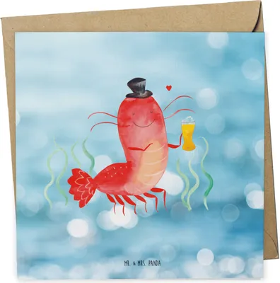 Produktbild von Mr. & Mrs. Panda Grußkarte Hummer Weizen - Oceanblue - Geschenk, Gasthaus, Glückwunschkarte, Klappkarte, Meer, Bier, doppelkarte, Garnele, anlasskarte, Garnelen, Kneipe