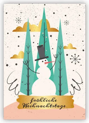 Produktbild von Edle Retro Weihnachtskarte mit Vintage Schneemann: fröhliche Weihnachtstage