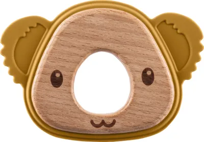 Produktbild von ZOPA Silikon-Holzbeißring Koala Senfgelb