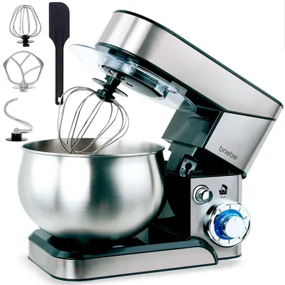 Produktbild von Briebe KM1114 Knetmaschine Küchenmaschine, 5L Edelstahlschüssel, 6 Geschwindigkeiten Edelstahl