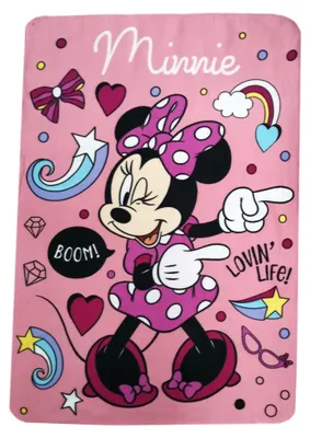 Produktbild von Theonoi Kuscheldecke Mikrofaserdecke Kinder Fleecedecke Decke Wohndecke Fleece kuschelig weich –Geschenk (Minnie Bunt)