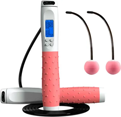 Image de ele ELEOPTION Corde à Sauter numériquement pondérée Poignée de corde à sauter d'entraînement avec compteur de calories pour le fitness - Gris / Blanc
