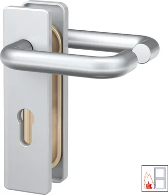 Produktbild von BASI - FS-Drücker-Beschlag - ZT/FS 2100 - Kurzschild eckig - Alu F1 - 7521-0501