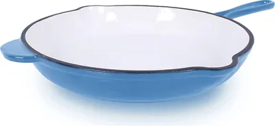 Produktbild von Echtwerk Bratpfanne Gusseisen Emaille-Beschichtung Gusseisenpfanne mit zwei Griffen Creme, Ø 26,5 cm,, Farbe:Hellblau