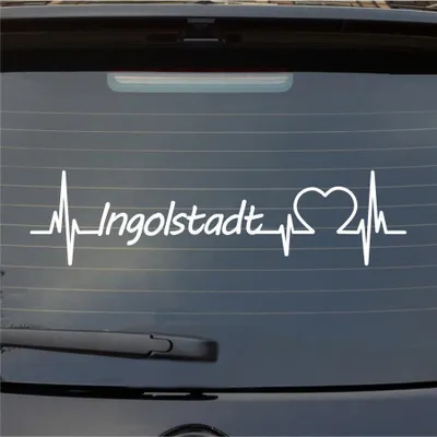 Produktbild von Heckscheibenaufkleber Ingolstadt Herzschlag Puls Stadt Liebe 55x20 cm Weiss Matt Auto Aufkleber Sticker