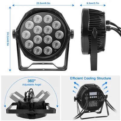 Productafbeelding van 4-delige set LED-PAR-spots - DMX-bühnverlichting - IP65 waterdicht - RGBW - 14 x 10W - EU-stekker - Geschikt voor buitengebruik